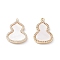 Rack Plating Brass Pendants, with Cubic Zirconia & Shell, Long-Lasting Plated, Gourd, Real 18K Gold Plated, 20x13x2.3mm, Hole: 1.2mm
