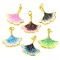 Brass Enamel Pendants, Cadmium Free & Lead Free, with Glitter and Jump Ring, Long-Lasting Plated, Real 18K Gold Plated, Ginkgo Leaf Charms, Mixed Color, 20.5x20x2.5mm, Hole: 3.5mm