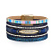 Bohemia Style Imitation Leather Multi-strand Bracelets for Women, with Alloy Rhinestone Findings, Marine Blue, 7-7/8 inch(20cm)