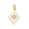 Brass Micro Pave Cubic Zirconia Pendants, Rhombus with Star Charms, with Synthetic Opal, Long-Lasting Plated, Rack Plating, Lead Free & Cadmium Free, Real 18K Gold Plated, 22x14x2mm, Hole: 5x3mm
