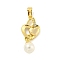 Brass Micro Pave Cubic Zirconia Pendants, Cadmium Free & Nickel Free & Lead Free, with ABS Imitation Pearl Beads, Heart, Real 18K Gold Plated, 24.5x10.5x6mm, Hole: 5x3mm