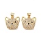 Brass Micro Pave Cubic Zirconia Pendants, Cadmium Free & Lead Free, Real 16K Gold Plated, Dog Charms, Clear, 16x17x6.5mm, Hole: 5x3mm