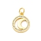 Brass Micro Pave Cubic Zirconia Pendants, Cadmium Free & Lead Free, with Shell, Flat Round, Real 16K Gold Plated, with Jump Ring, Moon, 16.5x13x2mm, Hole: 3.5mm