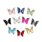 Brass Micro Pave Clear Cubic Zirconia Links, with Glass, Butterfly, Golden, Mixed Color, 18x21.5x4.5mm, Hole: 1.4mm
