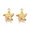 304 Stainless Steel Sea Animals Starfish Charms, Ion Plating(IP), Real 18K Gold Plated, 13.5x11.5x4mm, Hole: 1mm
