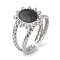 304 Stainless Steel Enamel Open Cuff Rings for Women, Oval, Stainless Steel Color, Inner Diameter: Adjustable