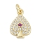 Brass Micro Pave Clear Cubic Zirconia Pendants, Heart Charms, Cadmium Free & Lead Free, Long-Lasting Plated, Rack Plating, with Jump Ring, Real 18K Gold Plated, 14.5x10.5x3.5mm, Hole: 3mm