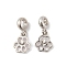 Rack Plating Alloy European Dangle Charms, Paw Print Large Hole Pendants, Platinum, 23mm, Paw Print: 14x11.5x1.5mm, Hole: 4.5mm
