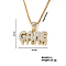 Fashionable Full Alloy Crystal Rhinestone GAME English Letter Pendant Necklaces for Street Rock, Golden, 23.62 inch(60cm)