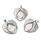 Natural Quartz Crystal Teardrop Pendants, Rock Crystal, Wing Charms, with Rack Plating Platinum Plated Brass Findings, Lead Free & Cadmium Free, 36x34x8~8.5mm, Hole: 8x5mm