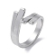 Non-Tarnish 304 Stainless Steel Cuff Ring, Stainless Steel Color, US Size 7 3/4(17.9mm)