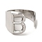 Non-Tarnish 201 Stainless Steel Finger Rings, Letter B, Inner Diameter: 18mm