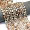 Natural Black Gold Rutilated Quartz Beads Strands, Faceted Hexagonal Cut, Flat Round, with Seed Beads, 8~8.5x5mm, Hole: 0.8mm, about 36pcs/strand, 15.16''~15.24''(38.5~38.7cm)