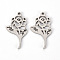Non-Tarnish 201 Stainless Steel Pendants, Laser Cut, Rose, for Valentine's Day, Stainless Steel Color, 22.5x12.5x1mm, Hole: 1.5mm