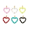 Rack Plating Brass Micro Pave Colorful Cubic Zirconia Pendants, with Enamel, Cadmium Free & Nickel Free & Lead Free, Real 18K Gold Plated, Heart, Mixed Color, 21x20.5x2.5mm, Hole: 4.5x2mm