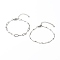 Tarnish Resistant 304 Stainless Steel Paperclip & Satellite Chains Bracelet Set, Stainless Steel Color, 7-1/2 inch(19cm), 2pcs/set