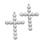 304 Stainless Steel Pendants, Cross Charms, with ABS Plastic Pearl, Stainless Steel Color, 33x22x3mm, Hole: 1.6mm
