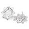 Brass Stud Earring Findings, Cadmium Free & Nickel Free & Lead Free, with Vertical Loops, Sunflower, Real Platinum Plated, 25x25mm, Hole: 1.2mm, Pin: 0.7mm