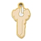 304 Stainless Steel Pendants, with Enamel, Golden, Key Charm, Blanched Almond, 18x9.5x1.7mm, Hole: 1.4mm