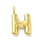 Ion Plating(IP) 304 Stainless Steel Pendants, Real 14K Gold Plated, Balloon Letter Charms, Puff Initial Charms, Letter H, 24x15x5mm, Hole: 4mm