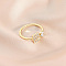 Fashionable Brass Cubic Zirconia Cuff Rings, Letter, Open Rings, Golden, Letter E, Inner Diameter: 16~19mm