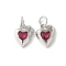 Brass Micro Pave Cubic Zirconia Pendants, Heart Charms, Rack Plating, Lasting Plated, Cadmium Free & Lead Free, with Jump Ring, Cerise, 12.5x10.5x3.5mm, Hole: 4.5mm