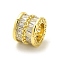 Rack Plating Brass Micro Pave Cubic Zirconia Beads, Long-Lasting Plated, Lead Free & Cadmium Free, Column, Real 18K Gold Plated, 13x10mm, Hole: 8.2mm