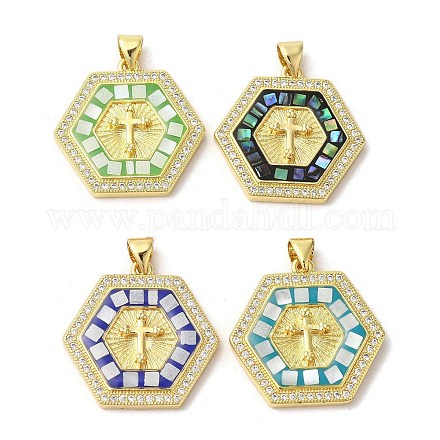 Подвески из латуни с микропаве и крестом из кубического циркония KK-K385-035G-1