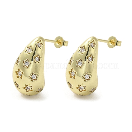 Серьги-гвоздики из латуни с цирконием EJEW-G381-02G-1