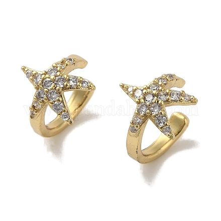 Серьги-каффы из латуни с микропаве из кубического циркония EJEW-R168-43G-02-1