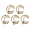 Brass Micro Pave Cubic Zirconia Links Connectors, Nickel Free, Moon, Real 18K Gold Plated, 27x21x4mm, Hole: 1mm