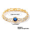 Minimalist Brass Rhinestone Chain Bracelets for Women, Blue, 7-1/8 inch(18cm)