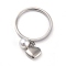 Dual-use Items, 304 Stainless Steel Finger Rings or Pendants, with Plastic Round Beads, Heart, White, Stainless Steel Color, US Size 7(17.3mm)