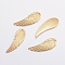 304 Stainless Steel Pendants, Wing, Golden, 31x11x1.5mm, Hole: 1.2mm