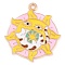 Alloy Pendants, with Enamel, Cat Pattern, Light Gold, Sun, 38.5x35.5x1.5mm, Hole: 1.8mm