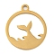 Ion Plating(IP) 304 Stainless Steel Pendants, Laser Cut, Golden, Flat Round Charm, Fishtail, 24.5x21x1mm, Hole: 2.5mm