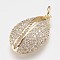 Brass Micro Pave Cubic Zirconia Pendants, with Jump Rings, Shell Shape, Golden, 21x12.5x6mm, Hole: 3mm