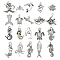 Tibetan Style Alloy Pendants, Ocean Theme, Mixed Shapes, Antique Silver, 24x21x4mm, 60pcs/box