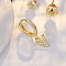 Brass Micro Pave Clear Cubic Zirconia Hoop Earrings, Golden, Letter V, 24x7mm