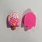 Printed Opaque Resin Decoden Cabochons, Imitation Food,  Ice Cream, Heart Pattern, Deep Pink, 21.5x14x5.5mm, Hole: 2mm