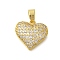 Rack Plating Brass Micro Pave Cubic Zirconia Pendants, Lead Free & Cadmium Free, Long-Lasting Plated, Heart, Real 18K Gold Plated, 16.5x16.5x4.5mm, Hole: 3.5mm