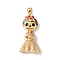 Brass Micro Pave Cubic Zirconia Pendants, Girl Charms, with Enamel, Long-Lasting Plated, Cadmium Free & Lead Free, Rack Plating, Real 18K Gold Plated, 31.5x15x9.5mm, Hole: 4x3.5mm