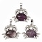 Rack Plating Brass Pendants, with Natural Amethyst, Crab Charms, Platinum, 22x26.5x7mm, Hole: 8x5mm
