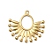 Brass Pendants, Oval with Flower, Golden, 23x25x1mm, Hole: 1.5mm