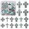 16 Pieces Turquoise+Alloy+Zircon Pendant Vintage Turquoise Cross Pendant Alloy Accessories DIY Necklace Accessories(8 styles), Turquoise, 75.6x54mm, Hole: 7.5mm
