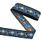 10 Yards Ethnic Style Polyester Jacquard Flower Ribbon, Clothes Accessories, Royal Blue, 1-3/4 inch(45mm)