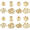 48Pcs 4 Style Alloy Beads, Mix-shaped, Real 18K Gold Plated, 5.5~7x6~8x3~6mm, Hole: 1.5~3mm, 12pcs/style