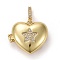 Brass Micro Pave Clear Cubic Zirconia Diffuser Locket Pendants, Long-Lasting Plated, Lead Free & Cadmium Free, Heart with Star, Real 18K Gold Plated, Heart: 19x23x8mm, Hole: 5.5x3mm, Inner Diameter: 17x14mm