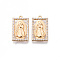 Brass Micro Pave Clear Cubic Zirconia Pendants, Nickel Free, Rectangle with Virgin, Real 18K Gold Plated, 20x12x2mm, Hole: 1.2mm