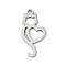 201 Stainless Steel Pendants, Cat Shape Charms, Stainless Steel Color, 20x10x1mm, Hole: 1.4mm